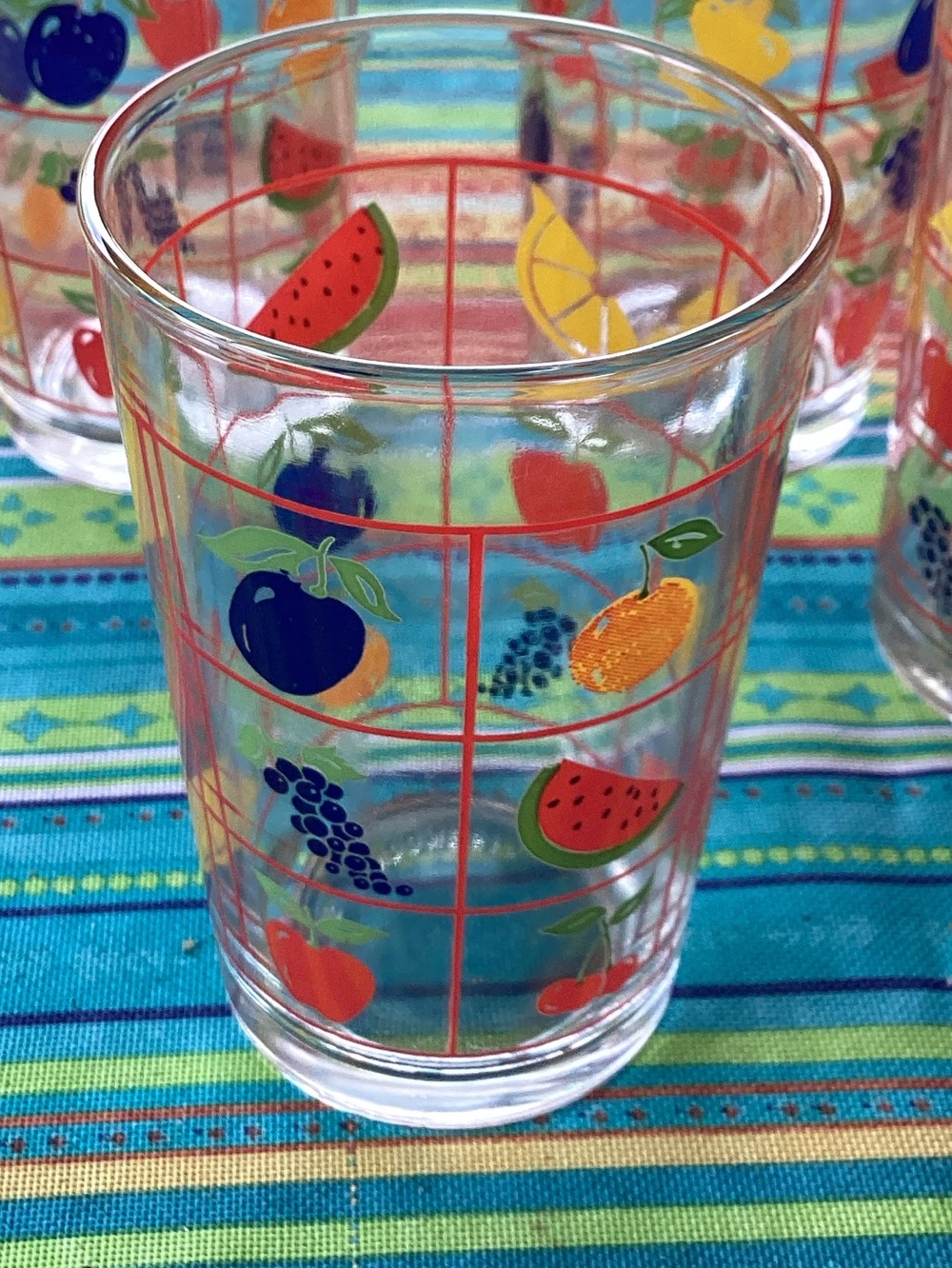Kig Company Vintage Fruit Pattern Juice Glasses - set of 4